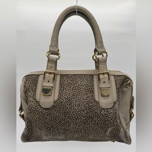 Vintage Vince Camuto Beige Leather and Brown Cowhide Leather Handbag